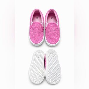✨ Girls Pink Sparkle Slip-On Shoes Size 8 | Glitter Sneakers | Cute & Comfy ✨